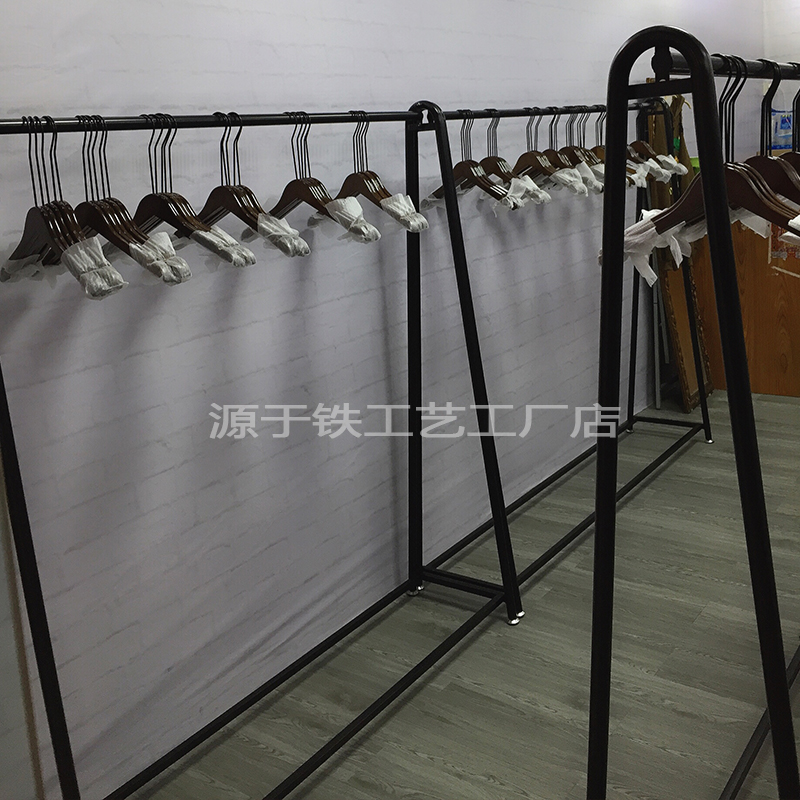 Floor standing clothing store display rack hanging hanger double layer clothing rack women's clothing store shelf high-end dress wedding dress shelf