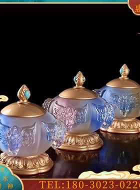 琉璃供水杯供佛杯吉祥如意四象圣水杯贡杯摆件家用纯铜佛【议价】