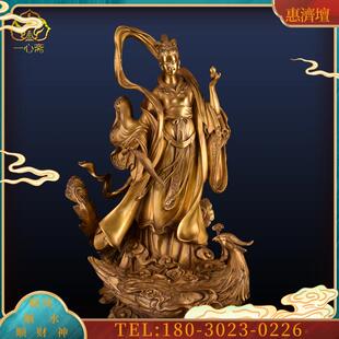22寸黄铜纯铜九天玄女铜像九天娘娘佛像神像家居人物摆件
