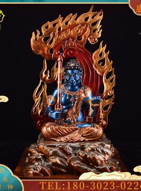 纯铜切金彩绘《不动明王佛像摆件》不动尊者生肖鸡雕像