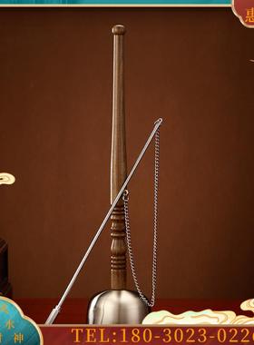 佛具用品大全家用纯铜实木长柄引磬檀柄引庆铜罄工艺品