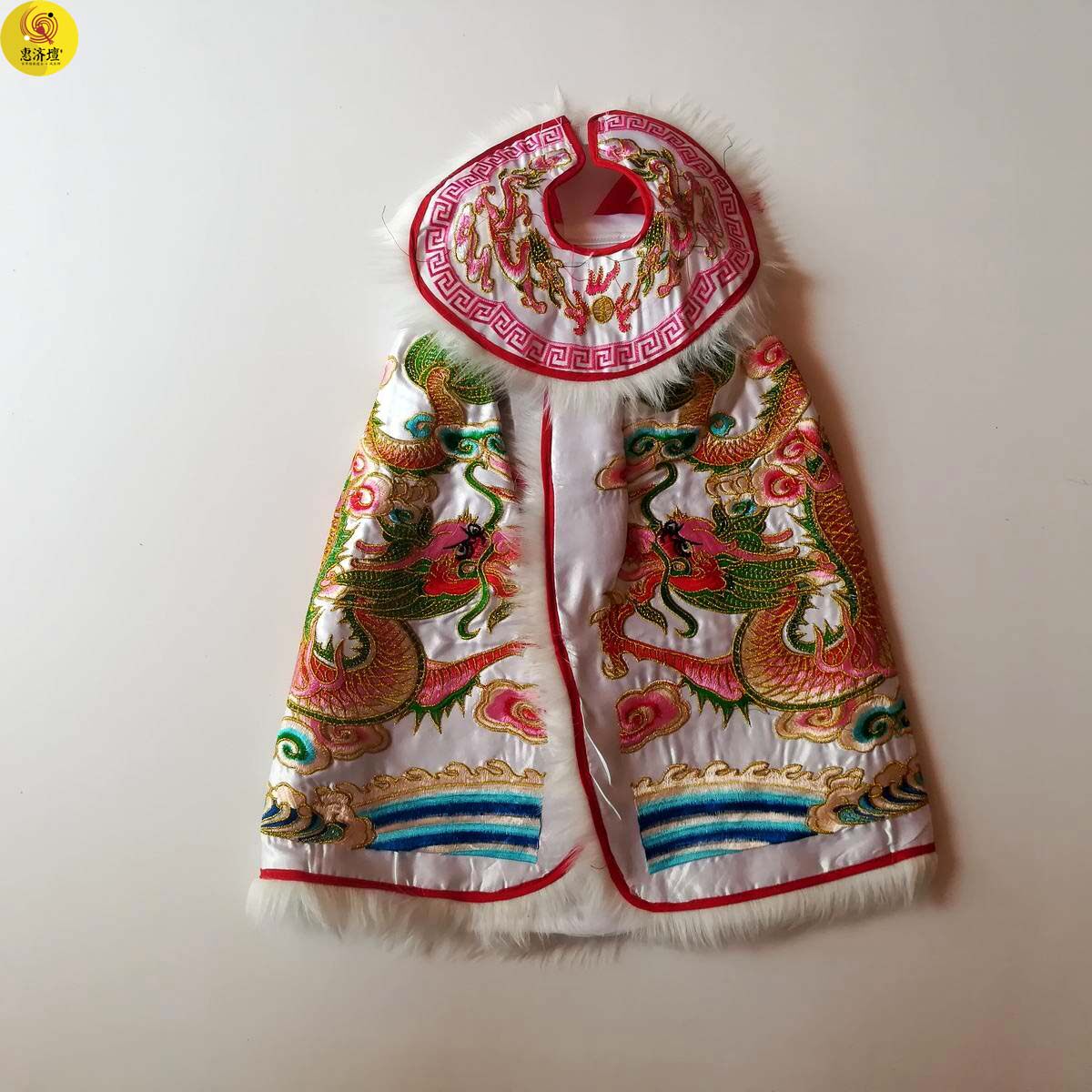 佛像披风神像披风斗篷佛衣刺绣民俗用品民间用品白色龙袍41厘米