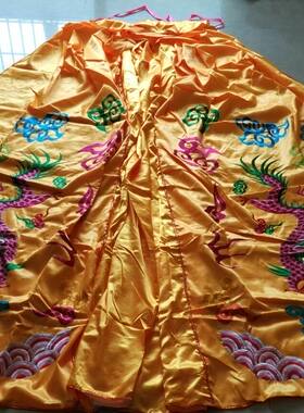 2.5米佛像披风佛衣服 神衣斗篷 刺绣关公披风 神像披风大龙袍黄色
