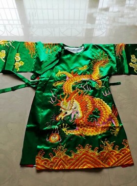水袖龙袍龙衣佛像披风绿色