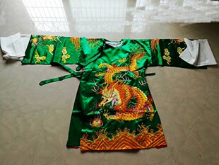 关公神像衣服 佛像披风 绿色袍神袍佛袍刺绣品1米 龙袍龙衣 带水袖