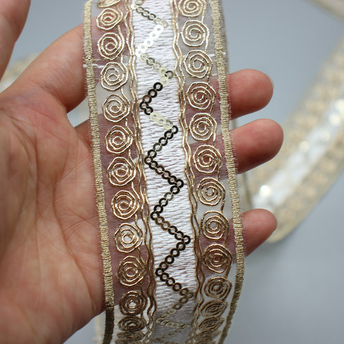 雅泽金股线刺绣花边服装条码织带