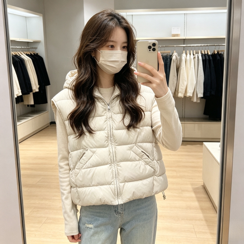 秋冬慵懒风设计感连帽小个子休闲宽松大码棉服马夹外套女洋气百搭