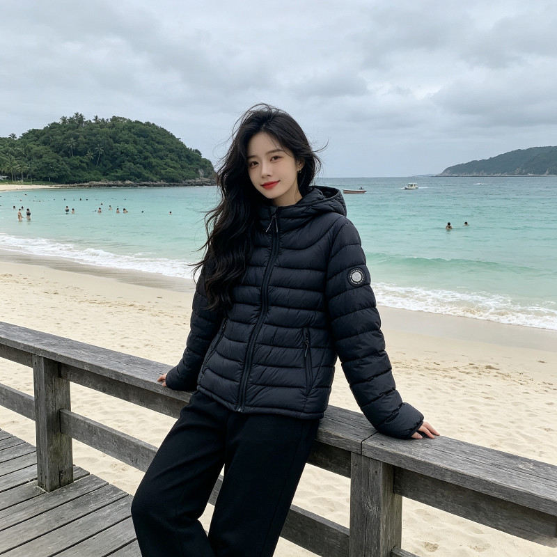 连帽排骨服外套女秋冬设计感轻薄保暖防寒休闲宽松百搭棉衣洋气