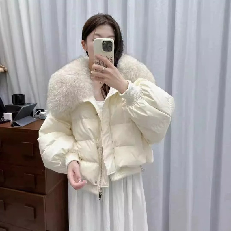 轻奢风气质大翻领毛领短款加厚保暖防寒宽松小个子棉服外套女棉袄