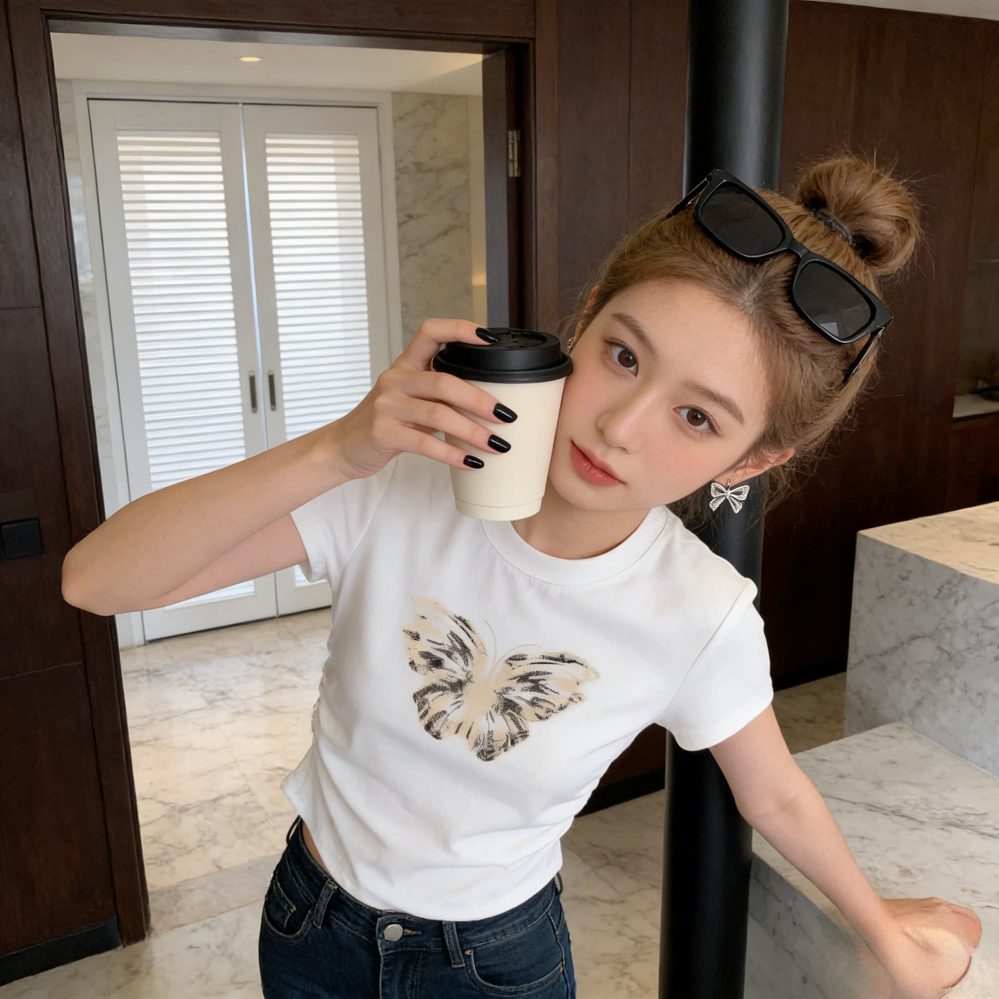 美式复古黑色正肩短袖t恤女夏季高腰露脐紧身显瘦短款甜辣妹上衣