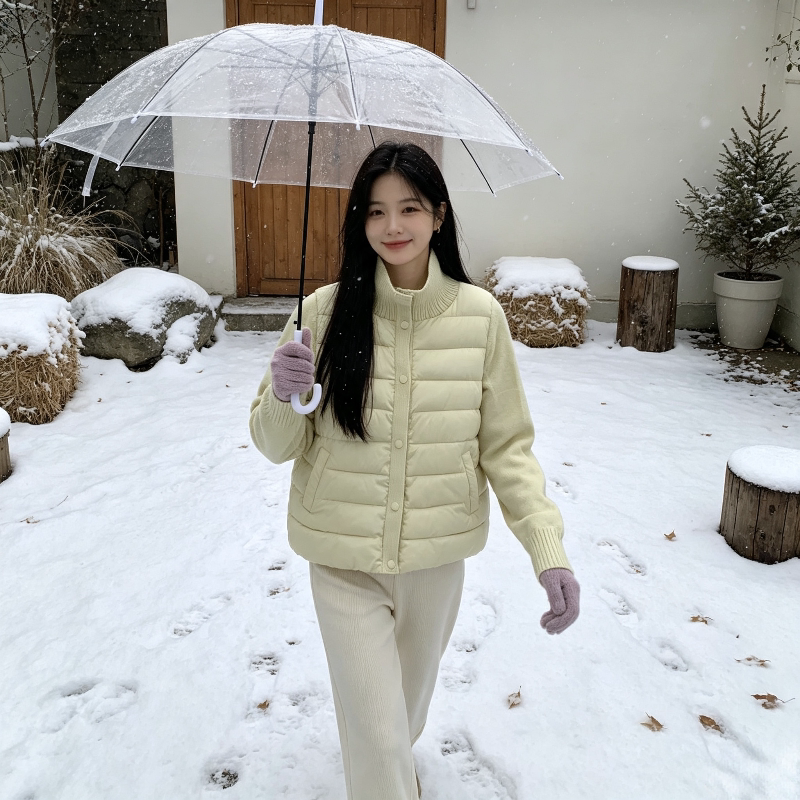 奶黄色温柔风减龄设计感轻薄宽松休闲小个子显瘦排骨棉服外套女潮