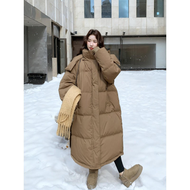 冬季加厚保暖防寒中长款过膝小个子宽松大码棉服外套女面包服棉袄