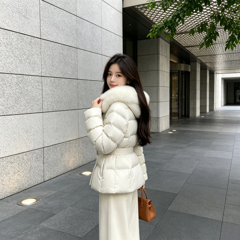 轻熟风大毛领气质连帽加厚保暖防寒收腰显瘦小个子棉服外套女百搭