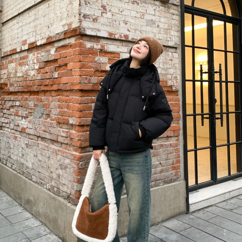 韩版连帽棉服女冬季新款加厚宽松时尚保暖外套棉袄面包服保暖防寒