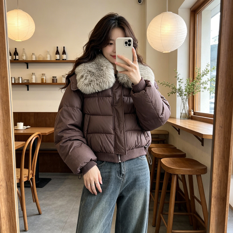 冬季大翻领短款休闲宽松大码小个子加厚保暖防寒棉服外套女面包服