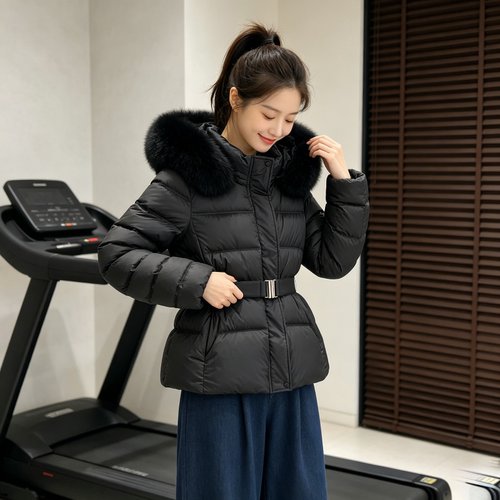 欧货大毛领冬季加厚保暖连帽宽松大码小个子棉服外套女减龄洋气潮