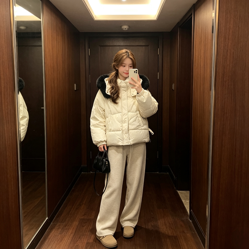 大毛领设计感连帽慵懒风宽松大码小个子棉服外套女面包服棉袄洋气