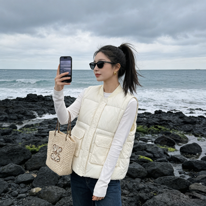 立领棉服马甲外穿女韩系秋冬季新款设计感大口袋保暖免洗百搭背心