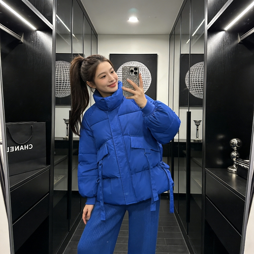 冬季慵懒风立领设计感加厚保暖防寒宽松大码小个子棉服外套女洋气