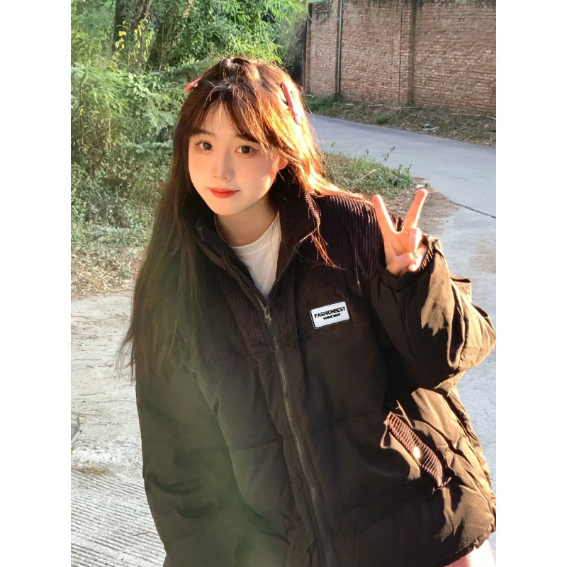 港风宽松大码oversize小个子加厚保暖防寒立领棉服外套女面包服潮