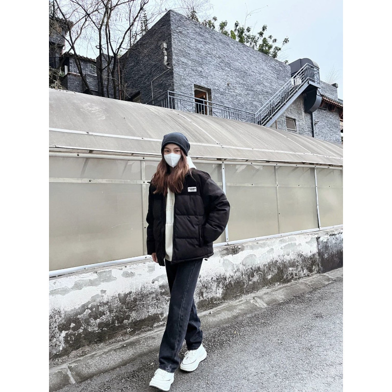 棉衣棉服冬季设计感宽松拼接灯芯绒加厚面包服立领棉袄外套大码潮