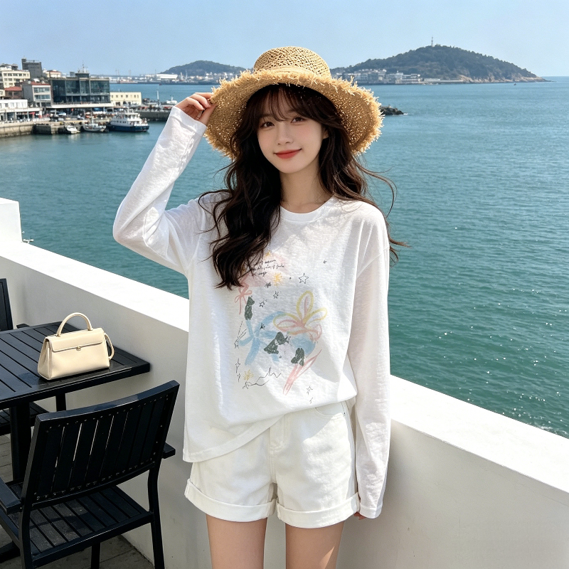 夏季慵懒风薄款冰丝透气宽松大码小个子网纱长袖防晒T恤女罩衫潮