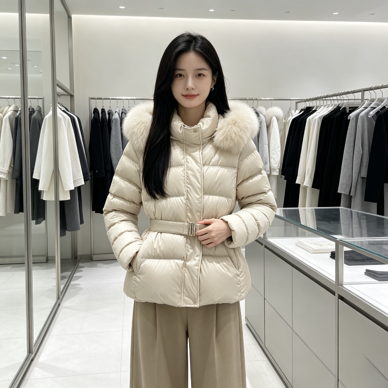 欧货大毛领连帽气质宽松大码小个子加厚保暖防寒棉服外套女设计感