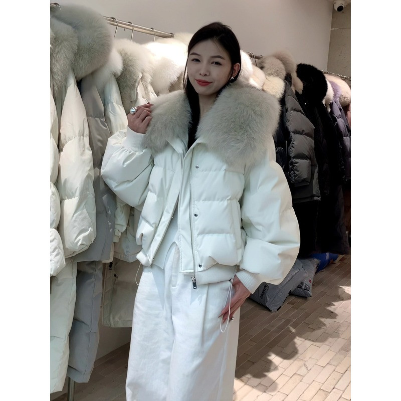 冬季欧货大翻领毛领短款加厚保暖防寒棉服外套女面包服棉袄轻奢风
