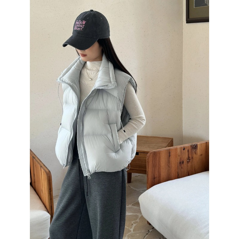 秋冬立领设计感休闲宽松泡芙款保暖防寒叠穿无袖坎肩棉服马夹女潮