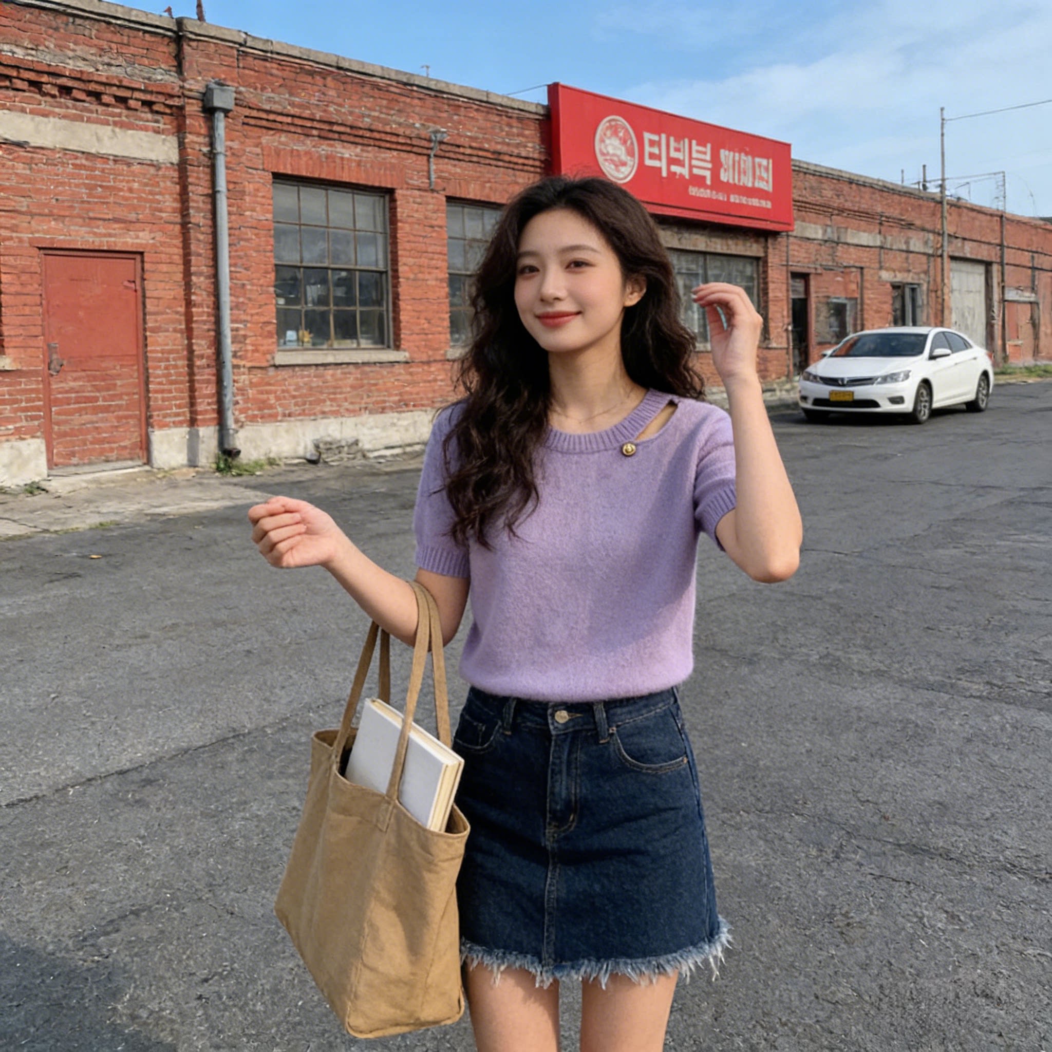 2026夏季新款女士时尚减龄冰丝薄款上衣超好看紫色圆领短袖针织衫