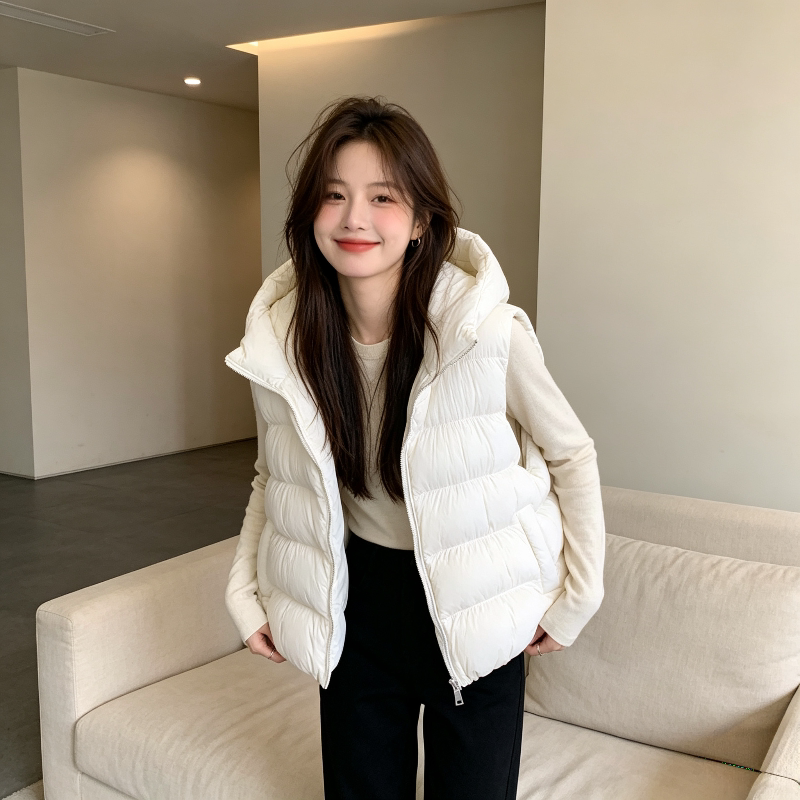 温柔风秋冬加厚保暖泡芙款减龄宽松大码小个子无袖坎肩棉服马夹女