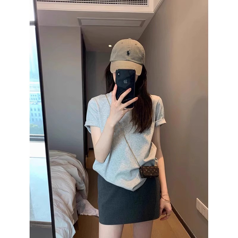 欧货正肩短袖T恤女夏季2026新款小个子设计感独特超好看上衣