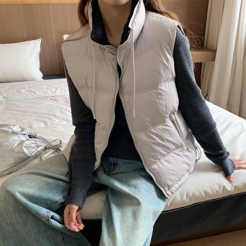 两面穿设计感立领休闲宽松小个子无袖坎肩棉服马甲外套女马夹洋气