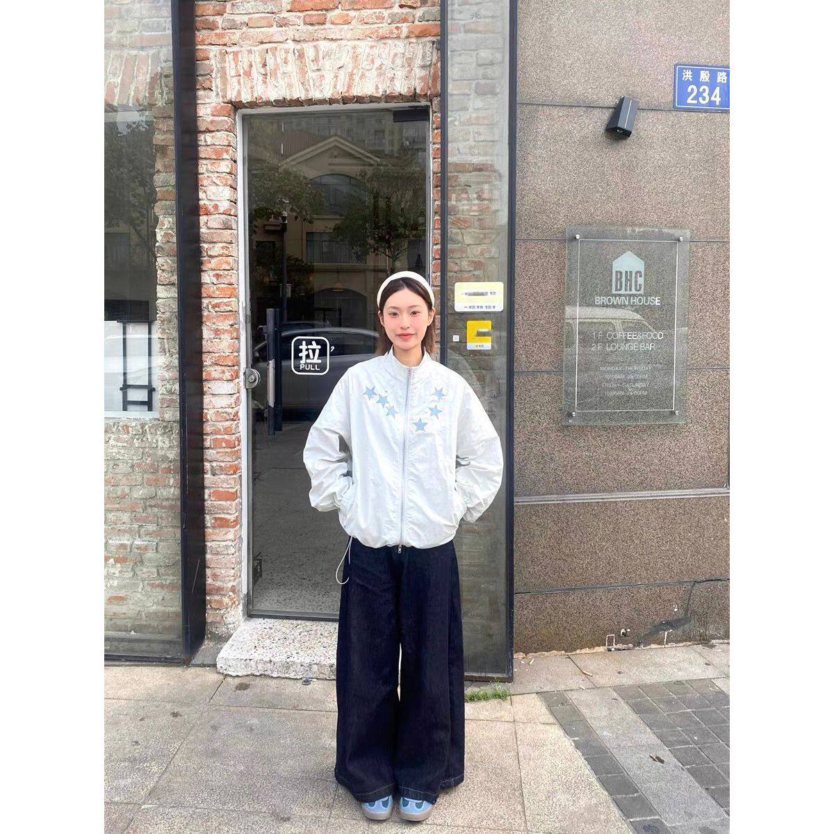 夏季温柔风减龄设计感立领星星印花休闲百搭小个子防晒服外套女潮
