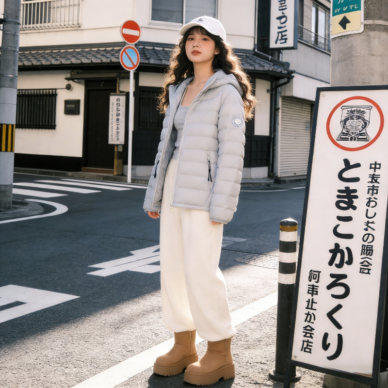 轻薄款连帽防寒保暖排骨服外套女休闲百搭小个子宽松棉服棉袄洋气