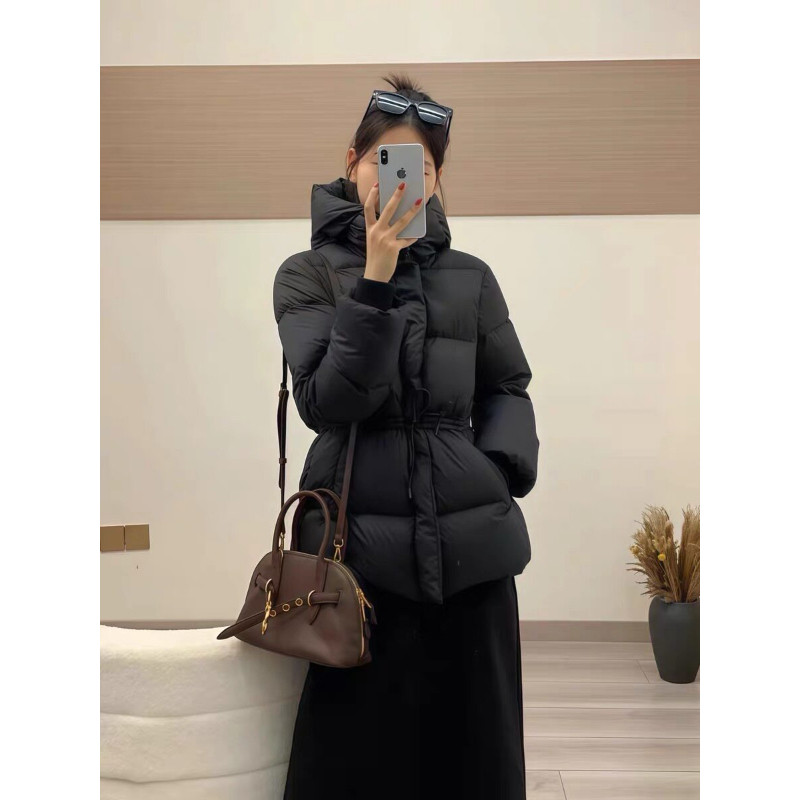 欧货连帽气质泡芙款休闲宽松收腰显瘦小个子棉服外套女面包服棉袄