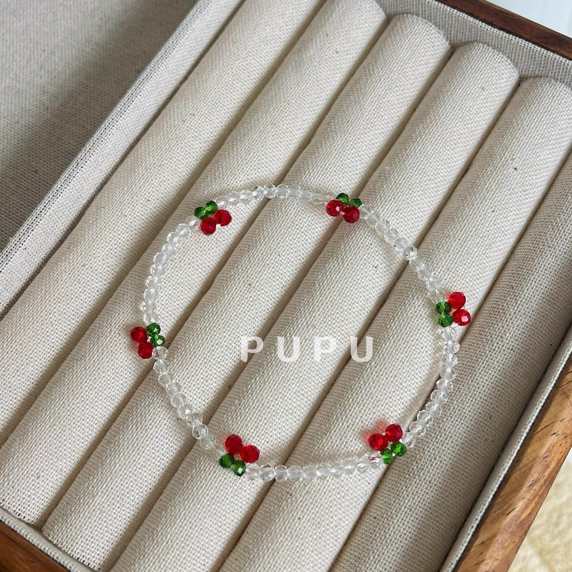 PUPU原创手工樱桃串珠手链合集叠戴小众简约百搭ins