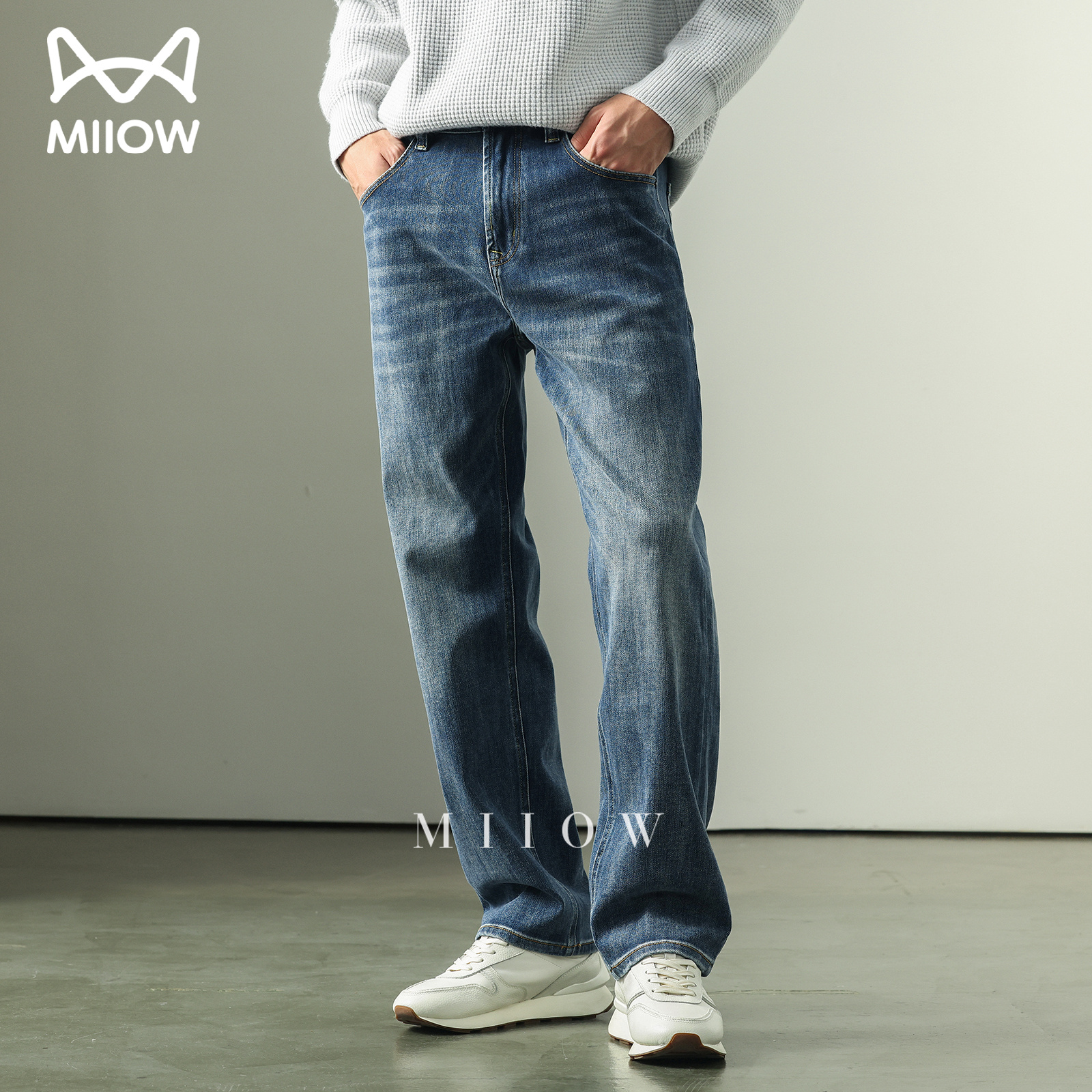 四面弹轻商务水洗百搭牛仔裤男