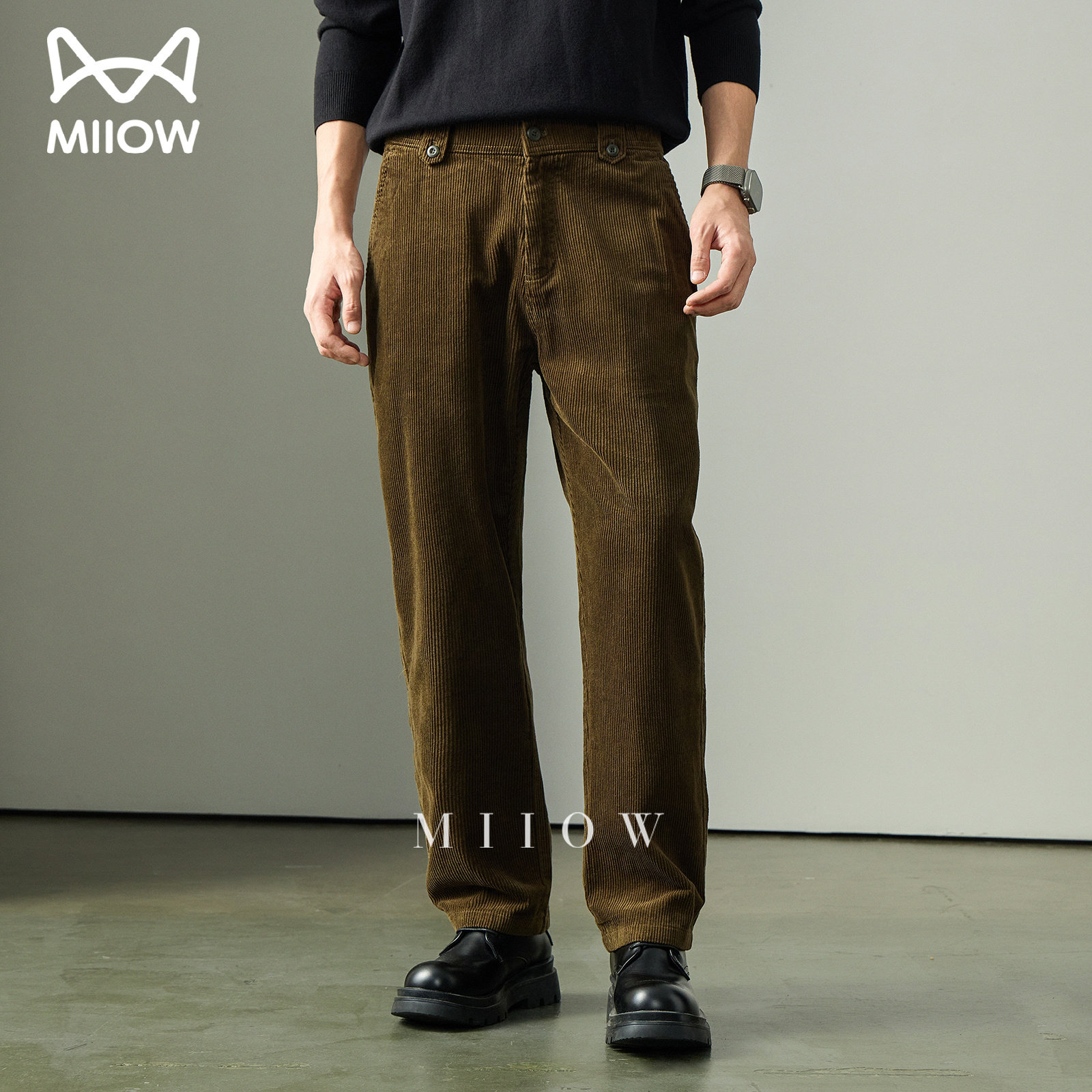 高端轻商务休闲裤男老钱风直筒裤