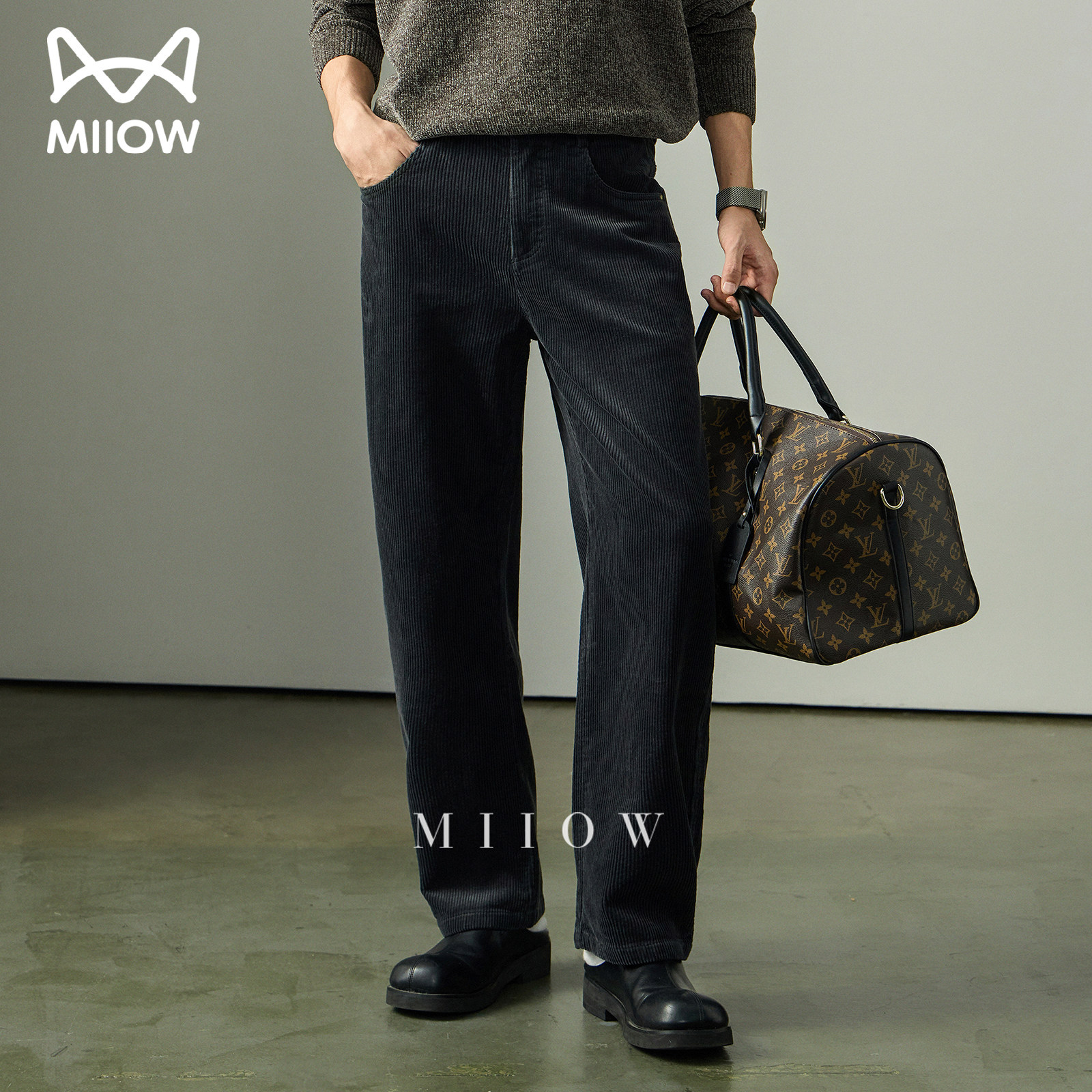 重磅灯芯绒水洗直筒休闲裤男新款