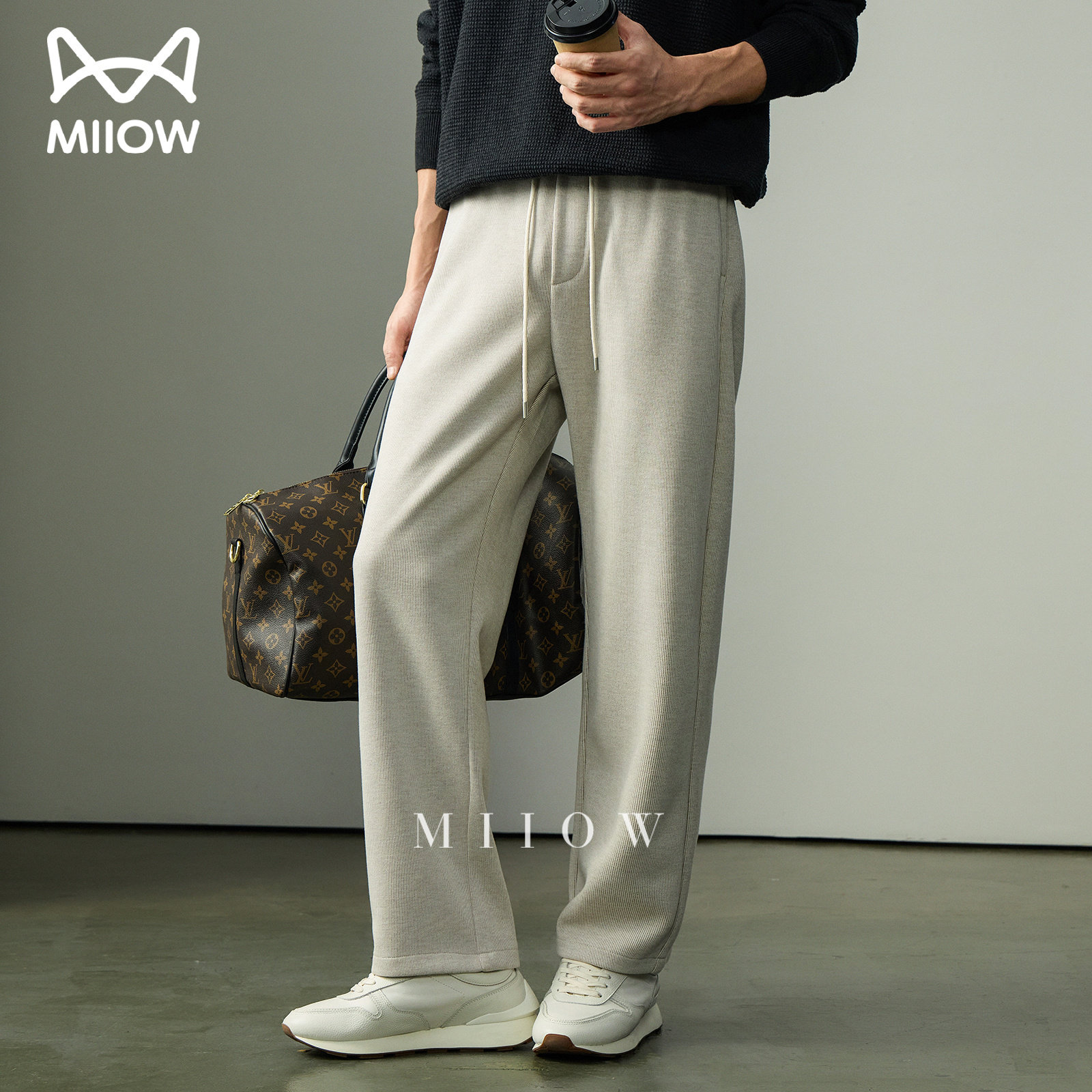 高级感轻奢针织休闲裤男秋冬新款