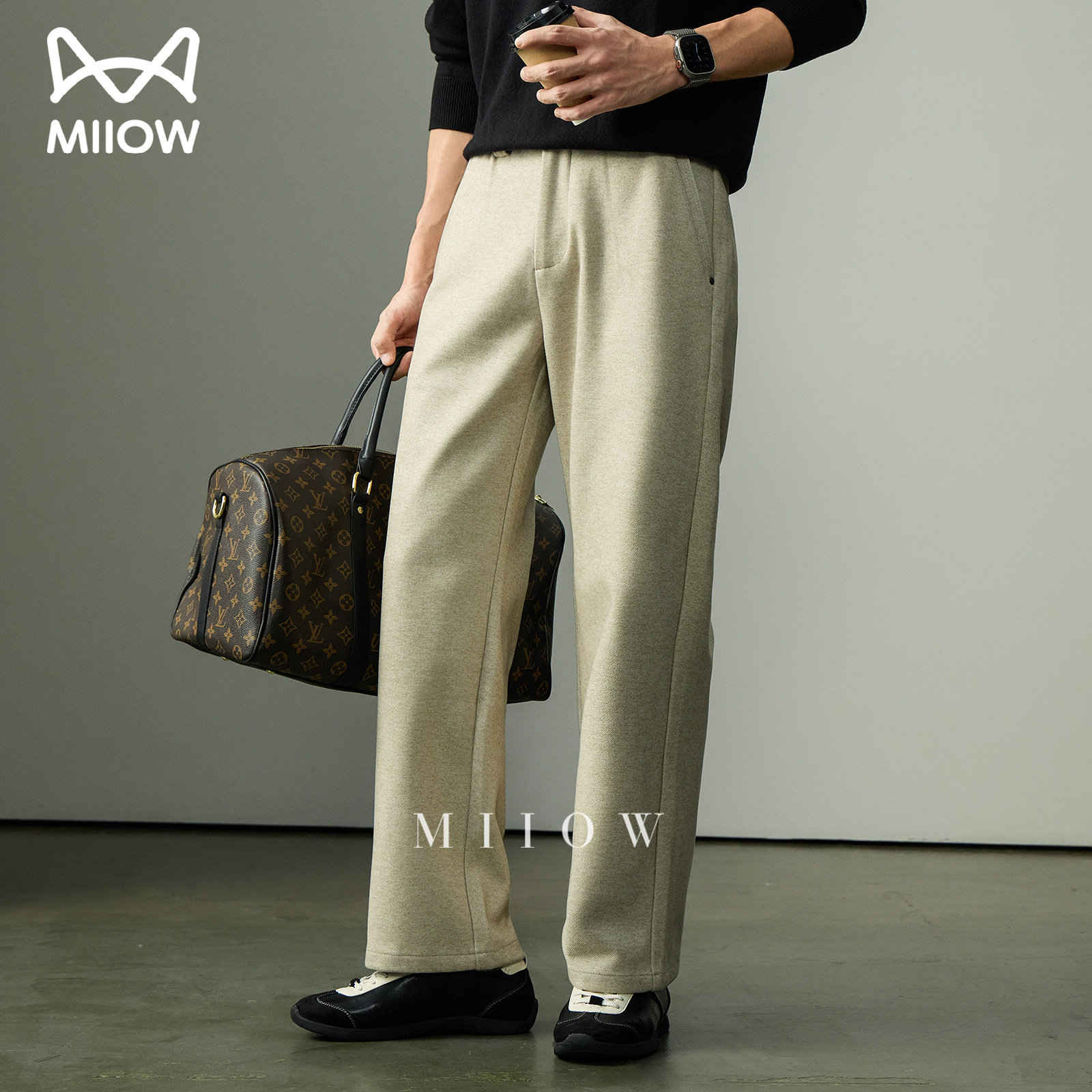 轻奢重磅毛呢休闲裤男宽松百搭