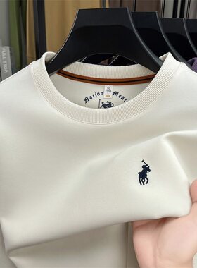 保罗卫衣圆领刺绣男生2025新款春秋季宽松上衣男装打底秋衣初秋