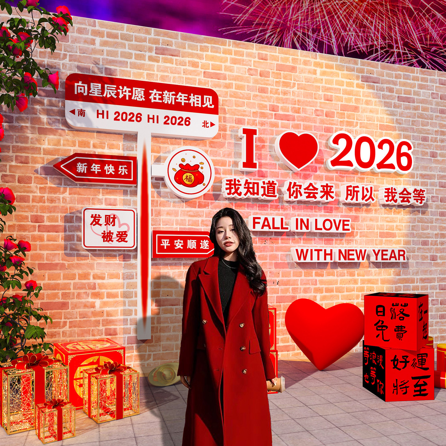 网红打卡拍照区布置2026过马新跨年春节元旦氛围背场景装饰品摆件,家居饰品,文化墙贴,淘宝优惠券,粉丝福利购,淘宝优惠卷