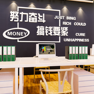 办公室团队励志标语墙面装饰布y置公司销售部企业文化墙贴画3d立