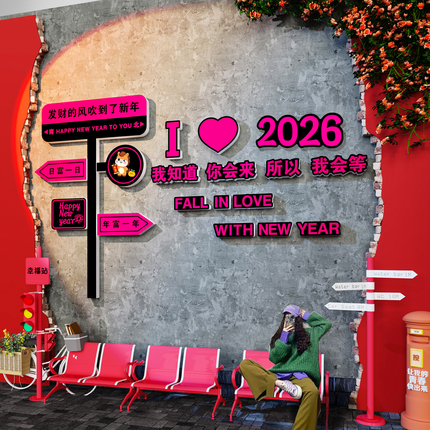2026马新年元旦网红打卡拍照布置