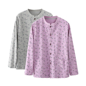 中老年棉开襟秋衣女士线衣对襟衬衣老人妈妈棉毛开衫 上衣保暖上衣