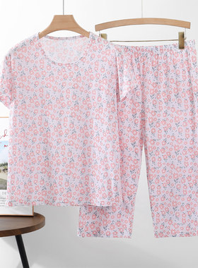 女士纯棉短袖家居服圆领套头汗衫