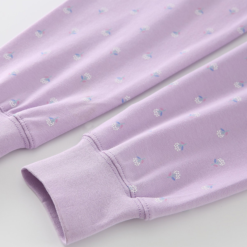 中老年女士高腰纯棉秋裤加裆老人妈妈棉毛线裤内穿小花线裤薄保暖