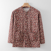 秋冬妈妈打底衫 宽松大码 系扣保暖秋衣长袖 中老年女士双面磨绒开衫